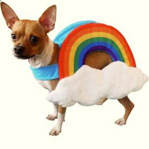 Size LARGE Rainbow with Soft Fluffy Clouds Dog Costume